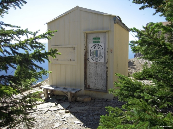 Castle Mountain Hut Outhouse on a trail