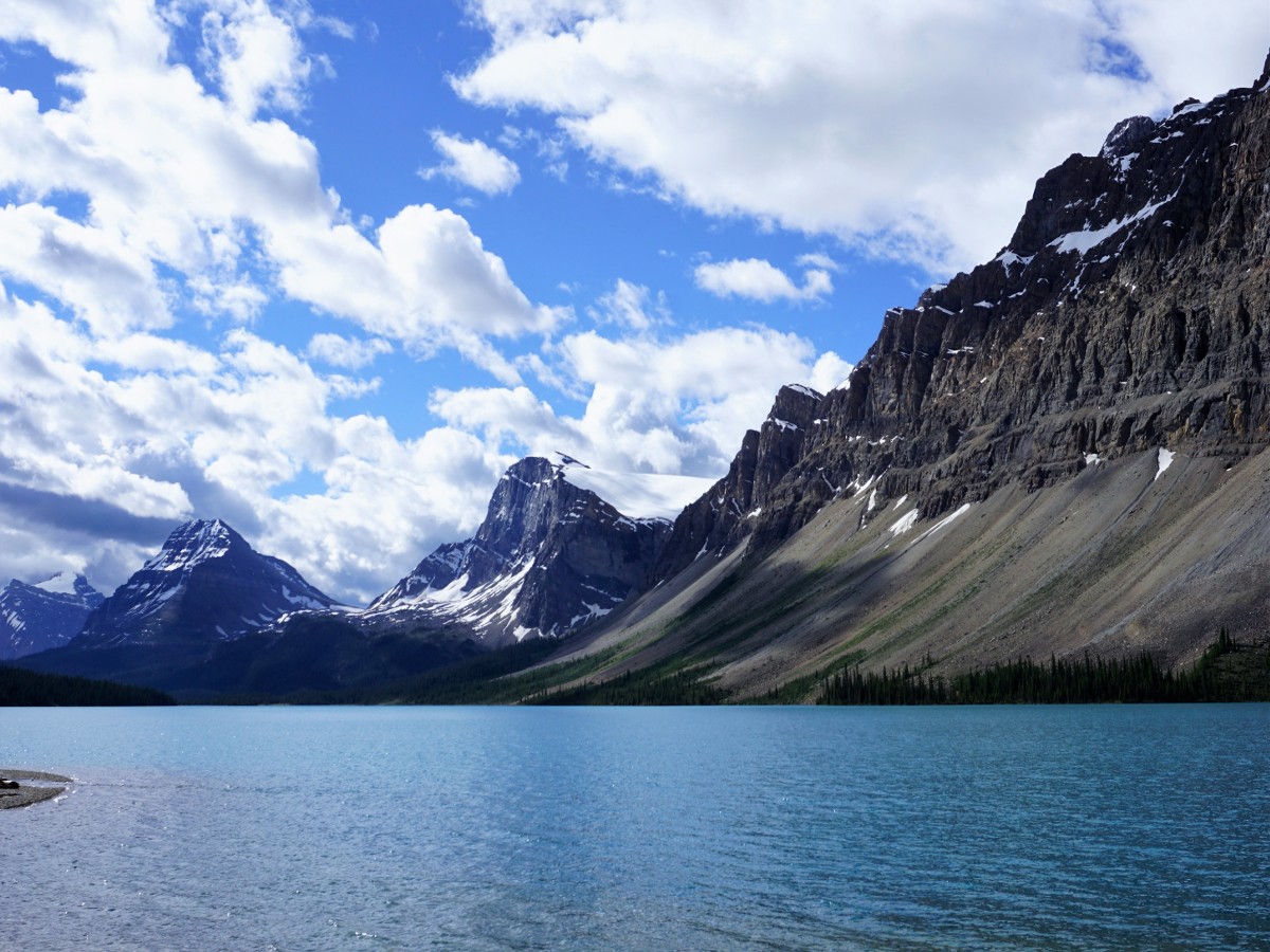 Hiking Bow Lake trail is a great idea to spend holidays with children in the Canadian Rockies