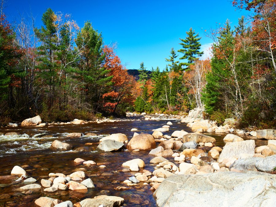 Swift River at autumn in White Mountain National Forest, Maine