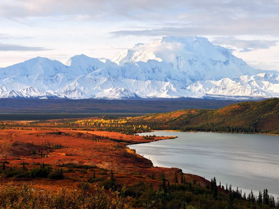 Denali Mountain and Wonder Lake at sunrise on one of America’s 10 Best Backpacking Trips