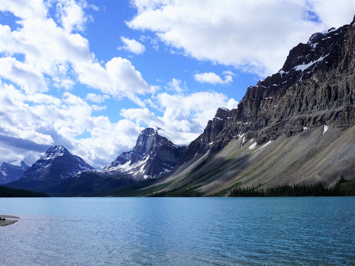 Looking at Bow Lake on the Bow Glacier Falls Hike from the Icefields Parkway near Banff National Park