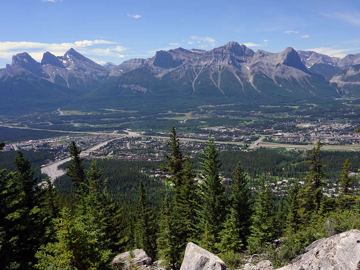 Canmore and the Bow Valley view from the Lady MacDonald Tea House Hike from Canmore, Alberta