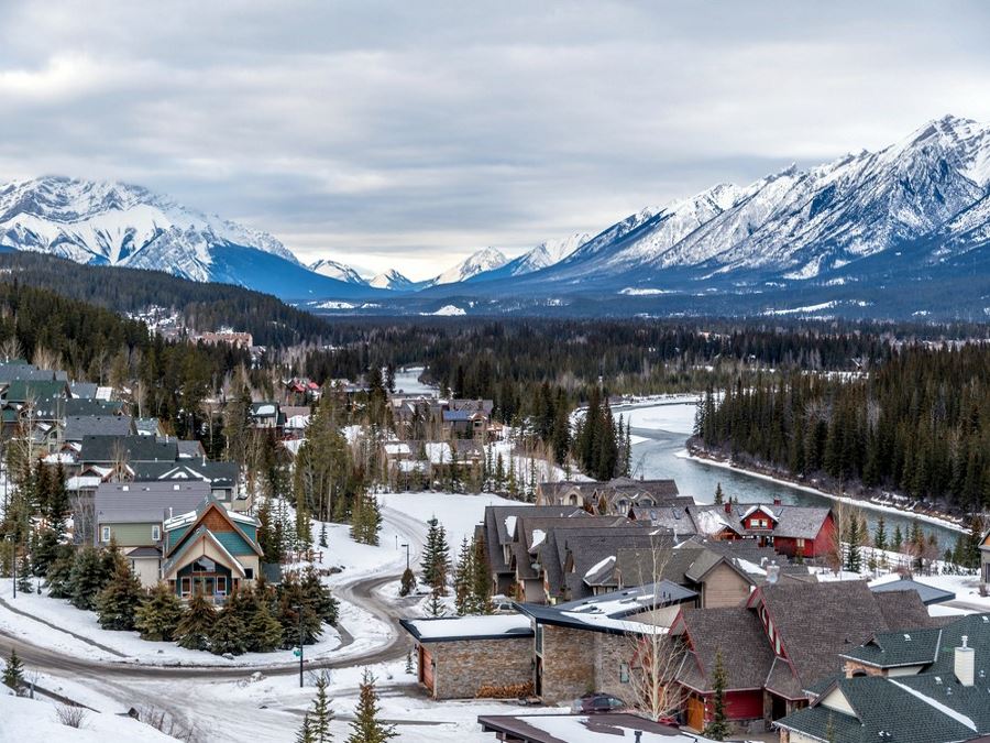 View of the Rocky Mountains from Canmore, Alberta, Canada