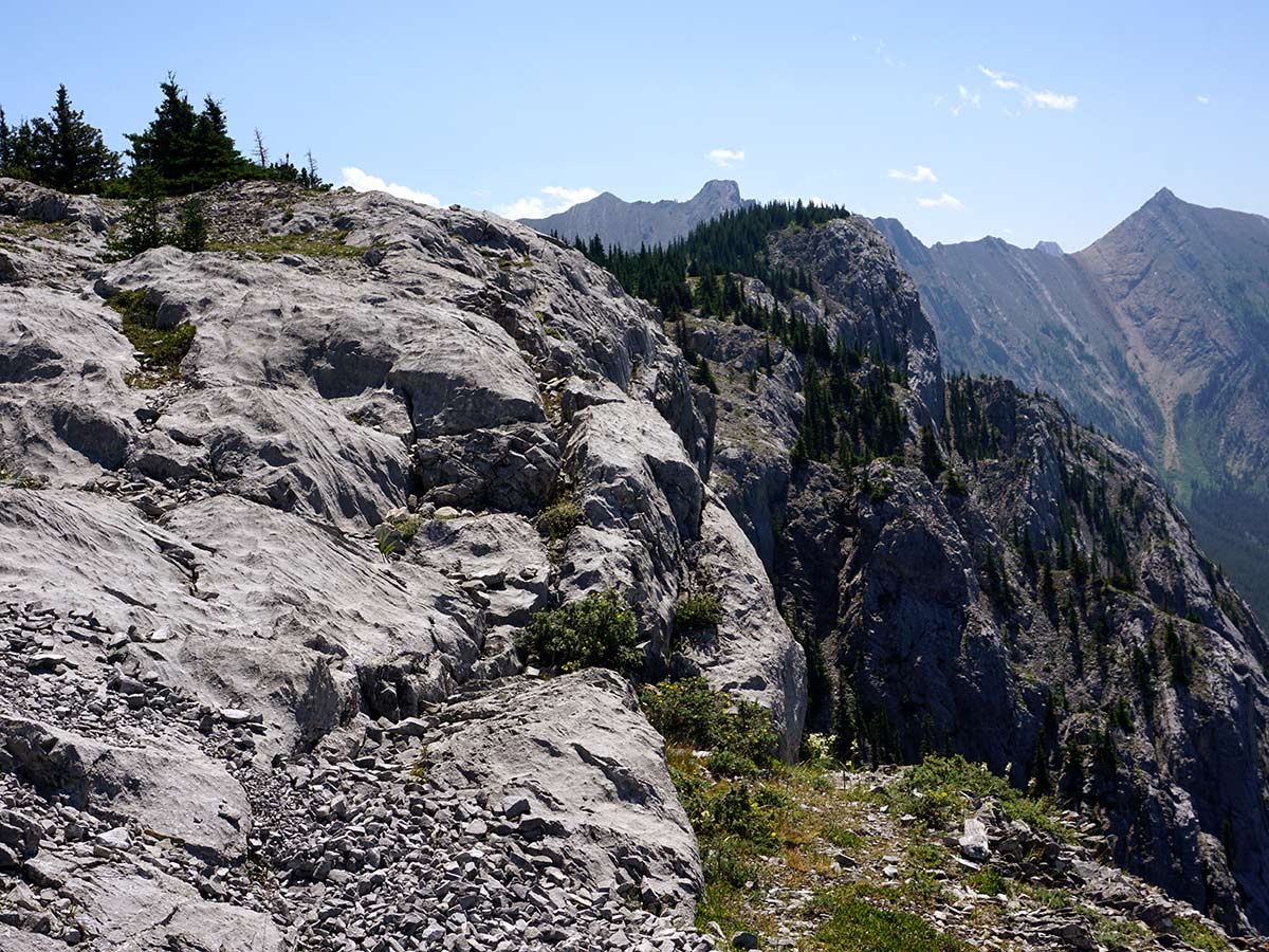 Close to the summit on the Heart Mountain Horseshoe Hike in Canmore, Alberta