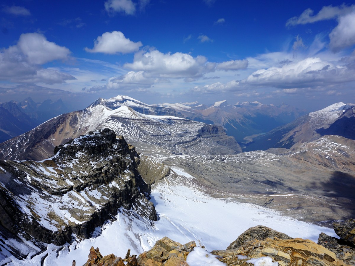 Views from the summit on the Helen Lake and Cirque Peak Hike from the Icefields Parkway near Banff National Park