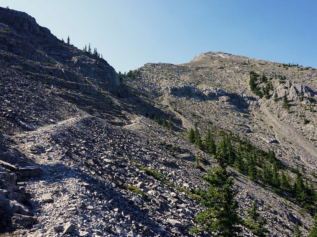The rough trails upon the Mt. Yamnuska Circuit Hike in Canmore, Alberta