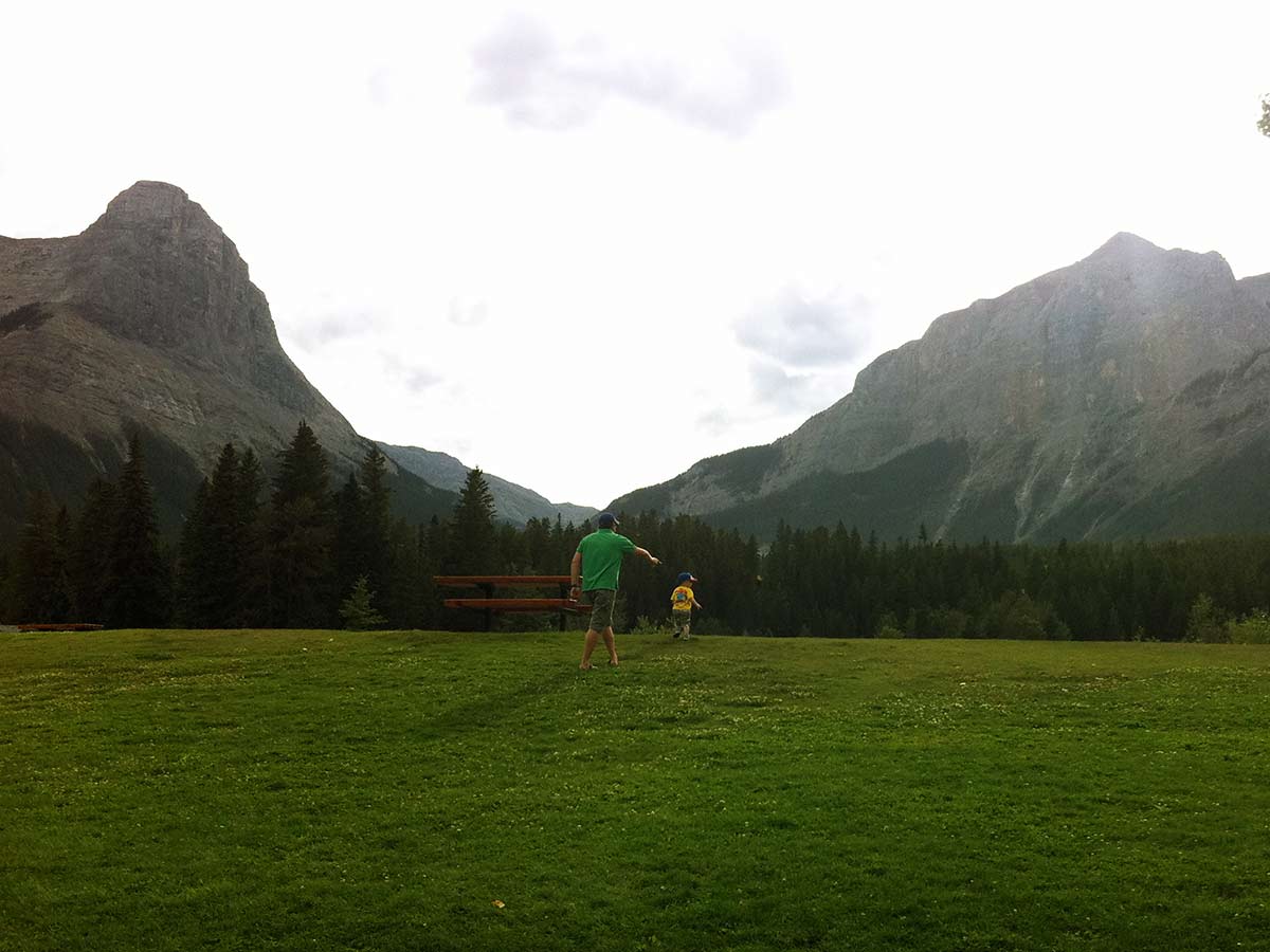 Family friendly walk on the Main Street, Bow River and the Rail Bridge Hike in Canmore, Alberta