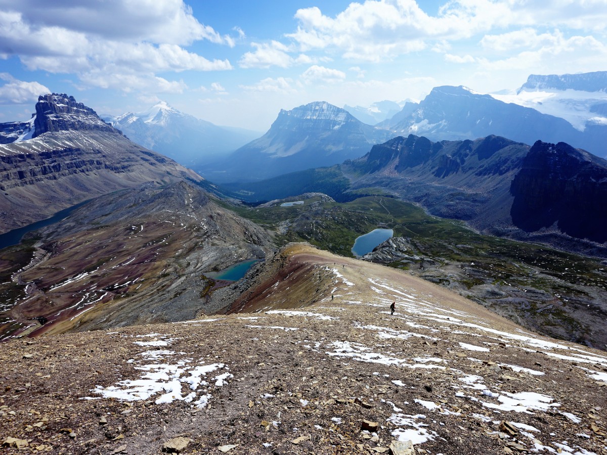 Descending the Helen Lake and Cirque Peak Hike from the Icefields Parkway near Banff National Park