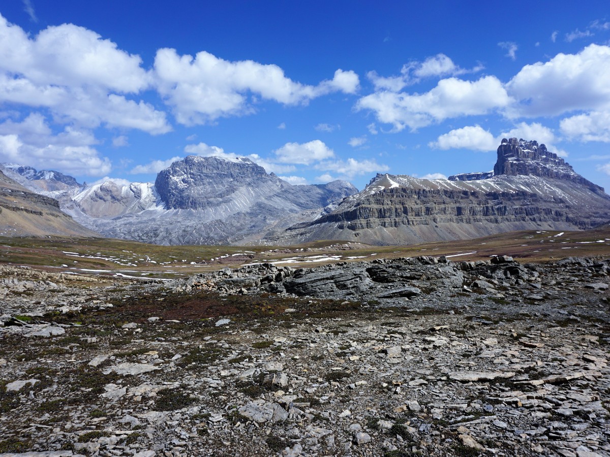 Mountain views on the Helen Lake and Cirque Peak Hike from the Icefields Parkway near Banff National Park