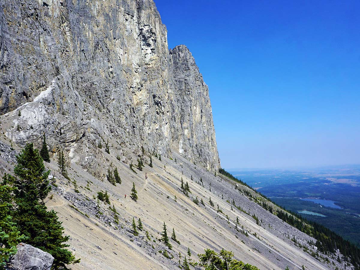 Scree slopes on the Mt. Yamnuska Circuit Hike in Canmore, Alberta