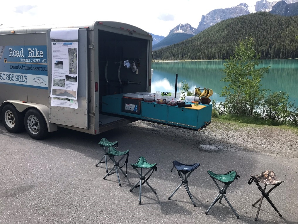 Waterfowl Lake on a cycling tour from Bow Pass to Lake Louise
