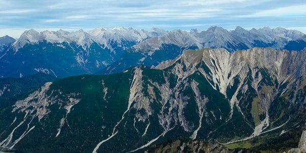 Panorama of the Reither Spitze hike near Innsbruck, Austria