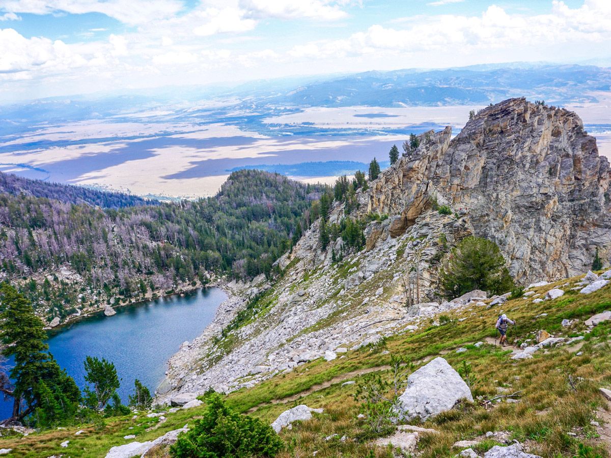 Mountain and lake at Amphitheater Lake Hike Grand Teton National Park