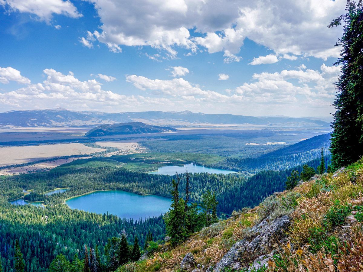 Amphitheater and Surprise Lakes from the Amphitheater Lake Hike in Grand Teton National Park, Wyoming