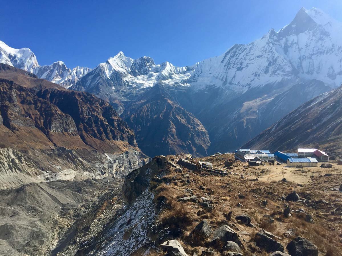 Annapurna Base Camp in Himalayas is a great hike for beginner backpackers