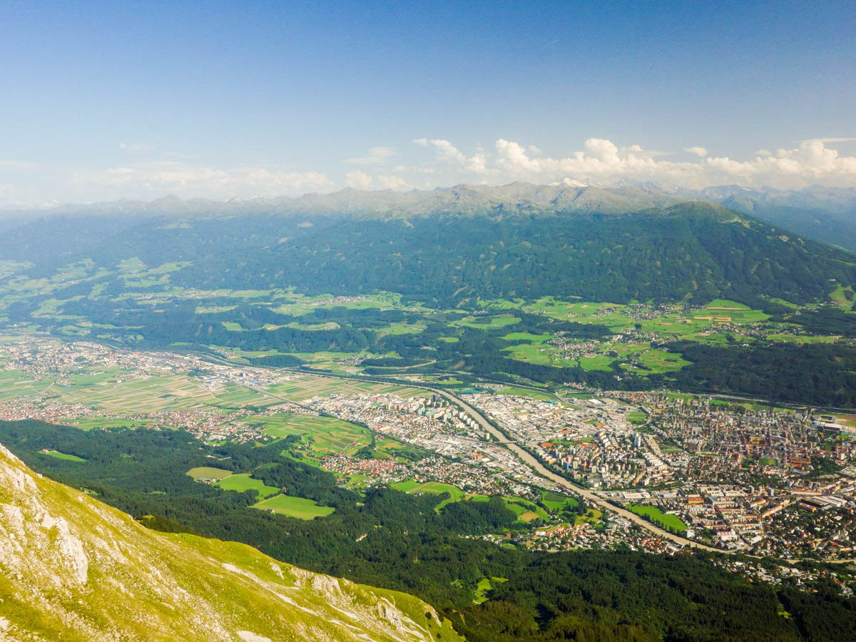 Innsbruck from the top of the Goetheweg Hike in Innsbruck, Austria