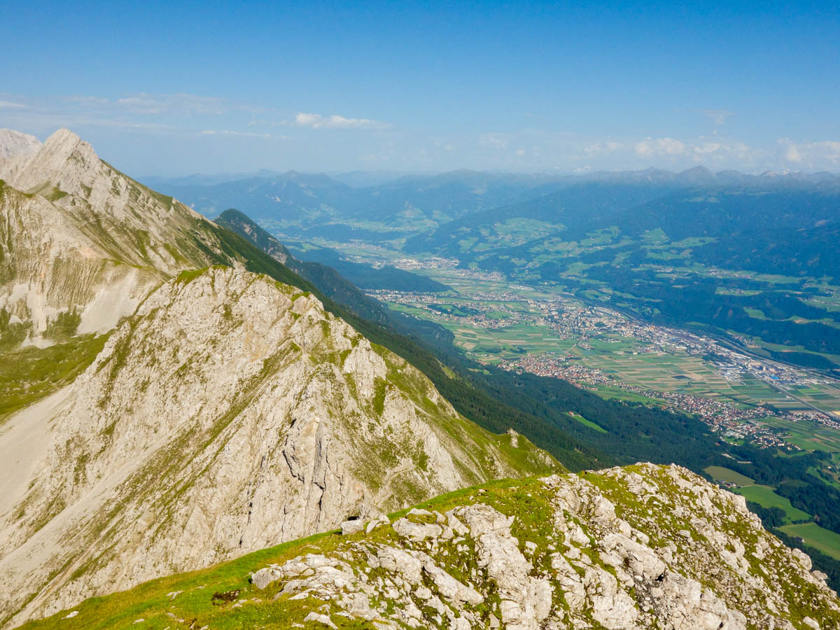 View of Inntal along the trail on the Goetheweg Hike in Innsbruck, Austria