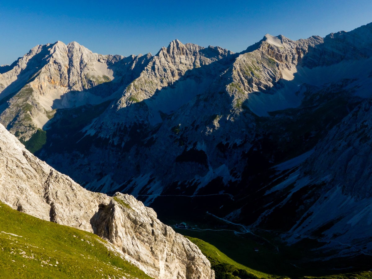 Karwendel mountain range on the Goetheweg Hike in Innsbruck, Austria