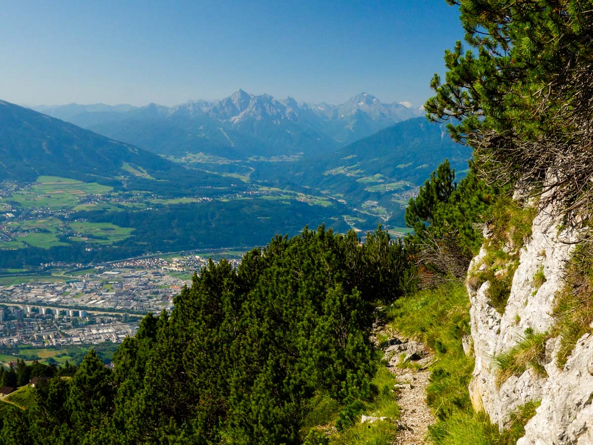 Beautiful panorama trail on the Goetheweg Hike in Innsbruck, Austria