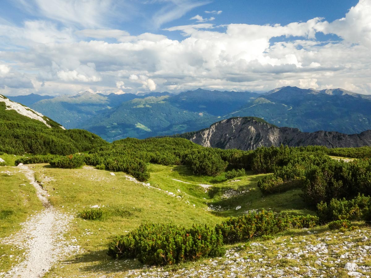 Junction at Lafatscher Joch on the Halltal Hike in Innsbruck, Austria