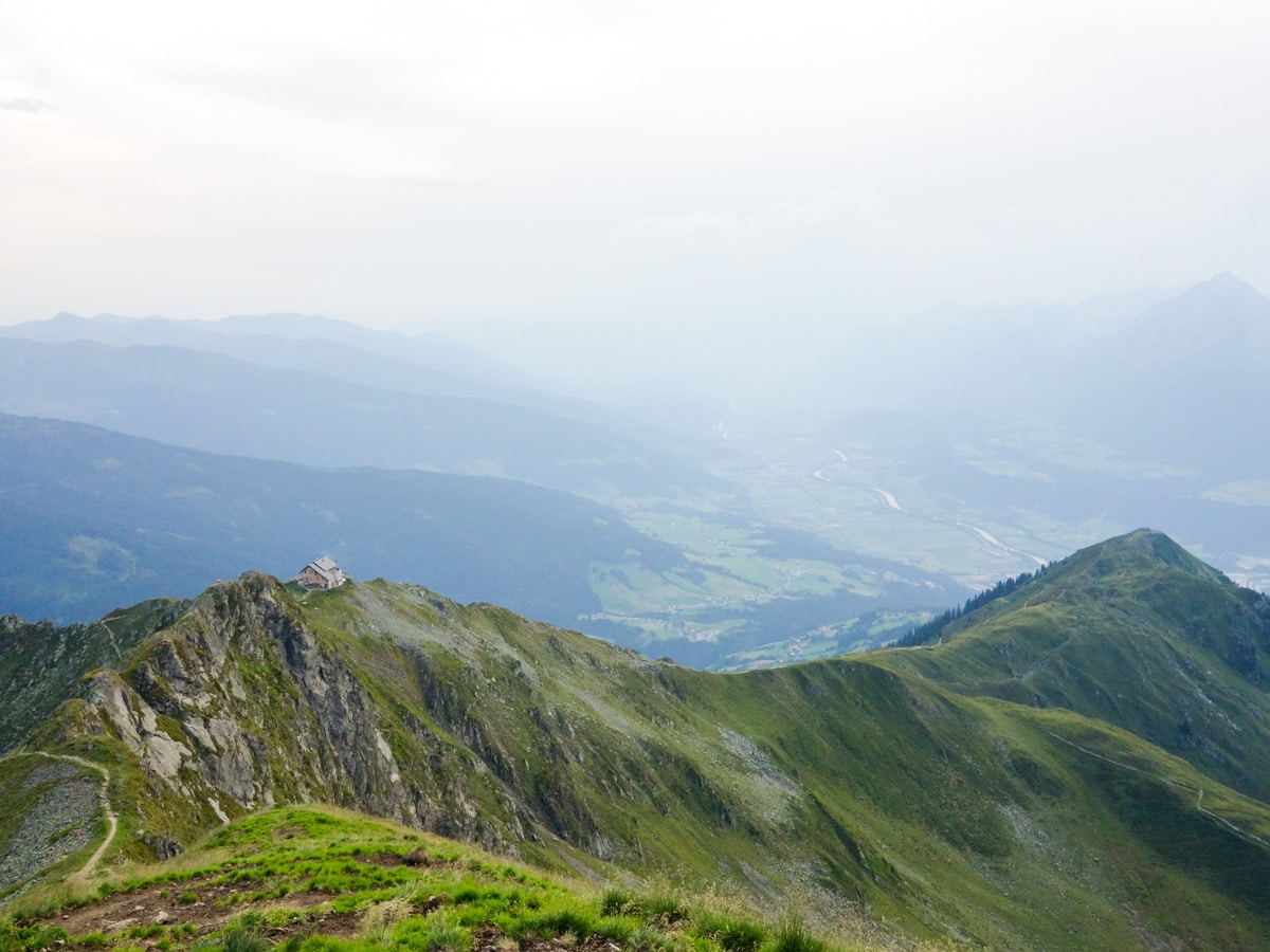 Mountain shelter on the Kellerjoch Loop Hike in Innsbruck, Austria