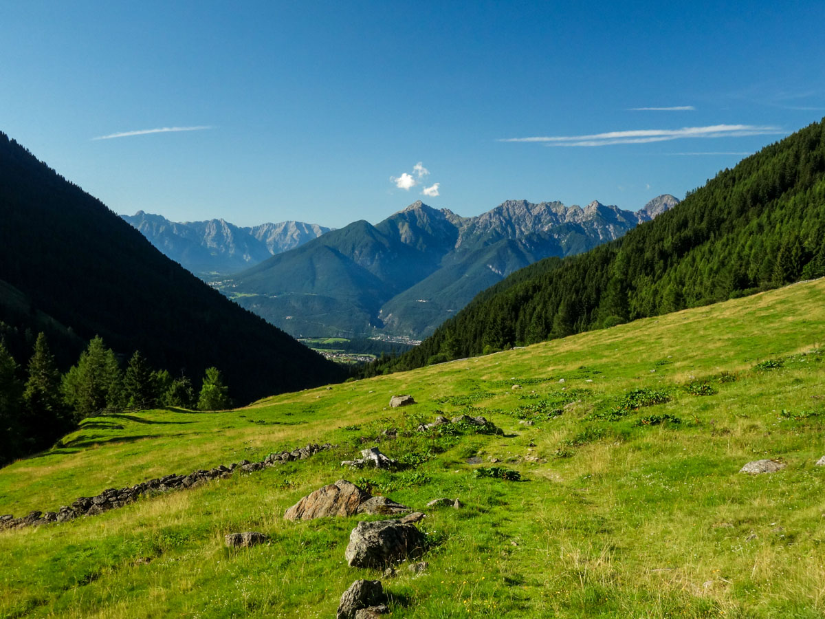 View back towards the Inntal on the Kemater Alm Hike in Innsbruck, Austria