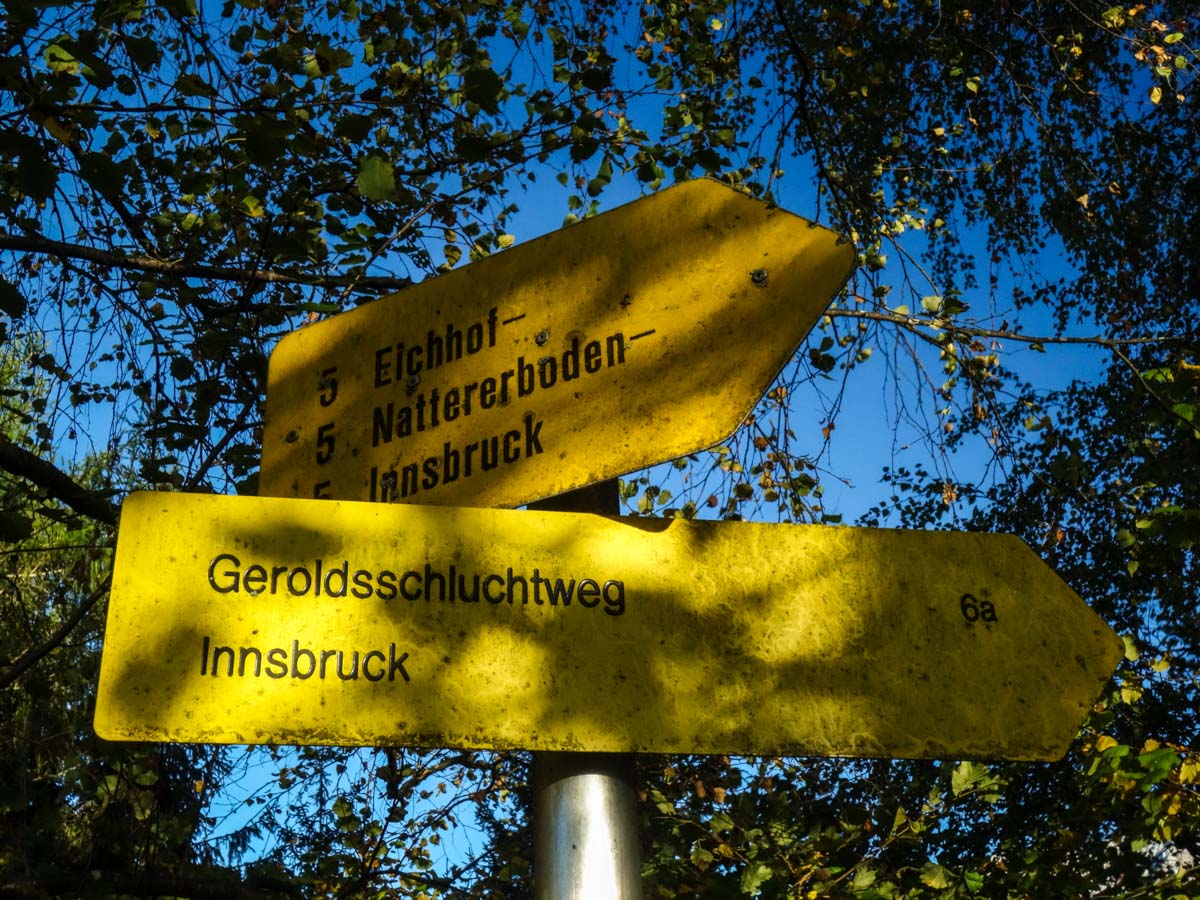 Signs on the Natterer See Hike from Innsbruck, Austria