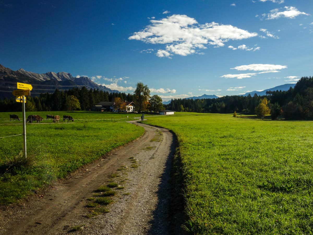 Trail along the fields on the Natterer See Hike from Innsbruck, Austria