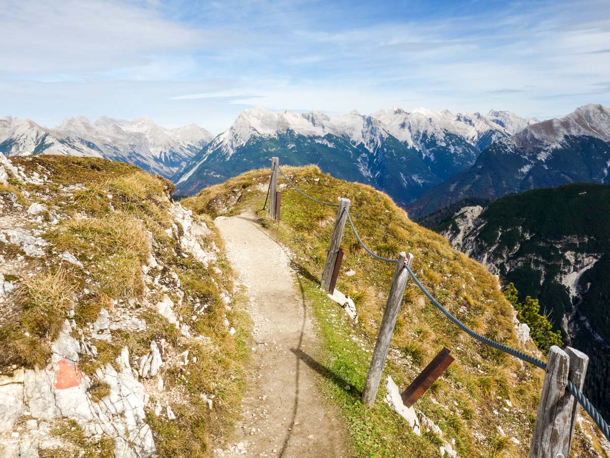 Beautiful trail of the Reither Spitze Hike in Innsbruck, Austria