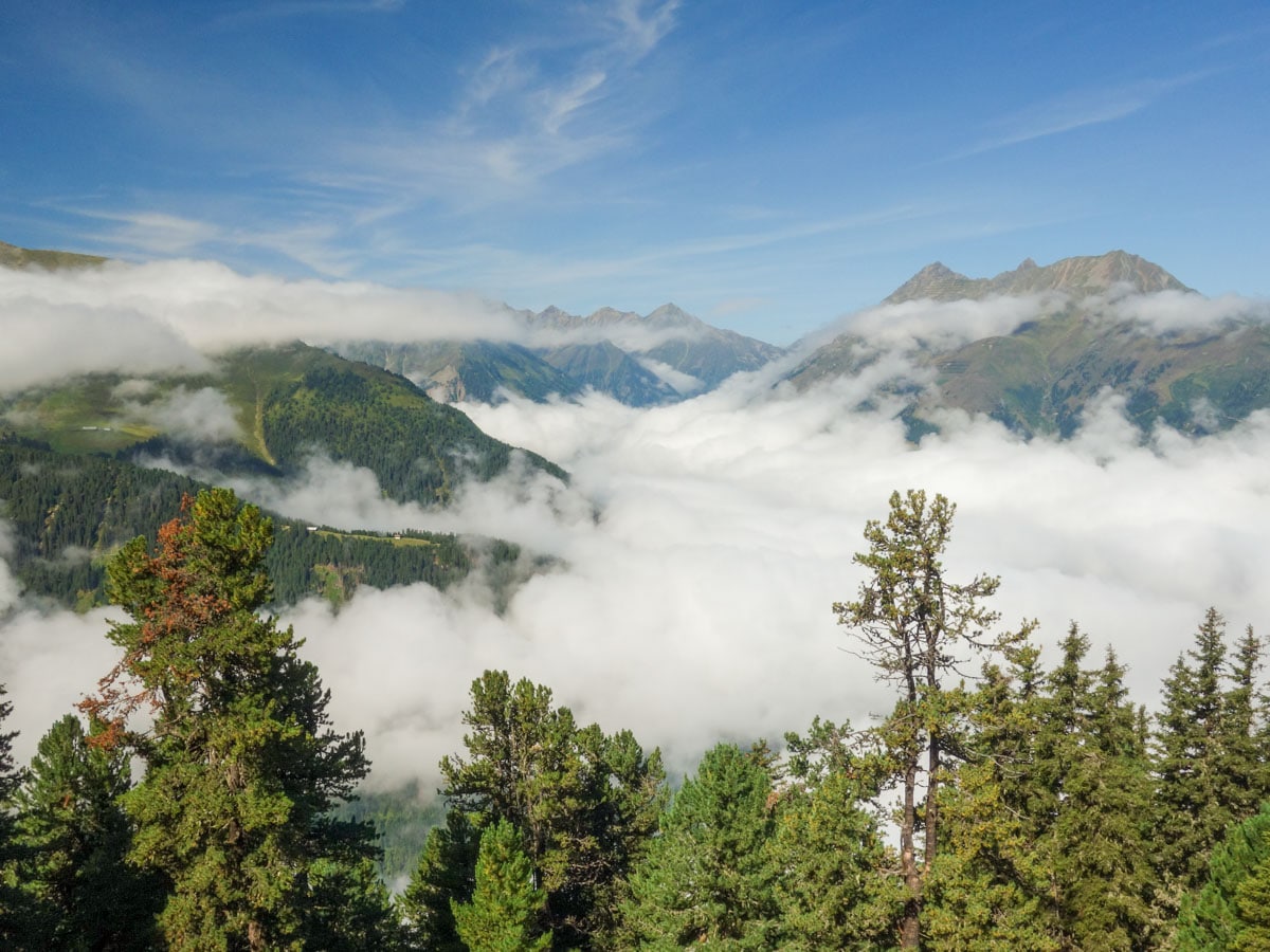 View of Stubai Alps on the Schaflegerkogel Loop Hike in Innsbruck, Austria