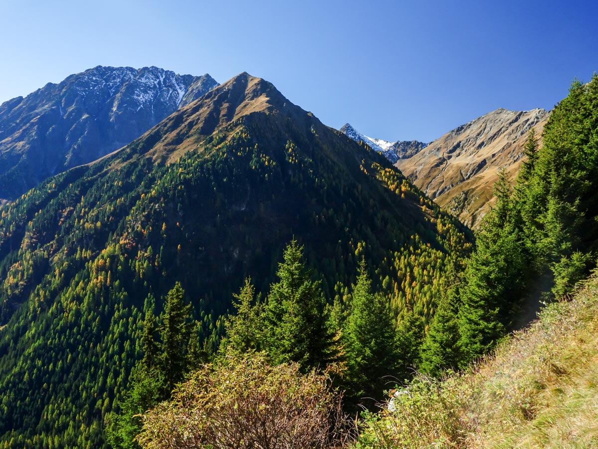 Beautiful views while approaching Sonnberg Alm on Sellraintaler Höhenweg Hike in Innsbruck, Austria