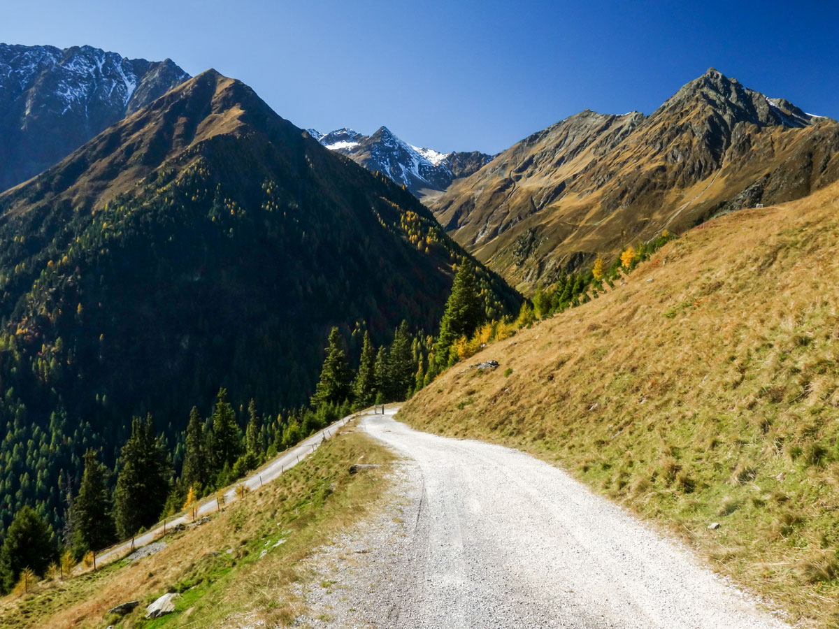 Switchbacks before Sonnbergalm on Sellraintaler Höhenweg Hike in Innsbruck, Austria