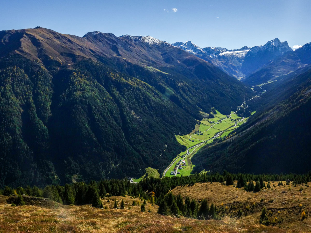 Stubai Alps views on Sellraintaler Höhenweg Hike in Innsbruck, Austria