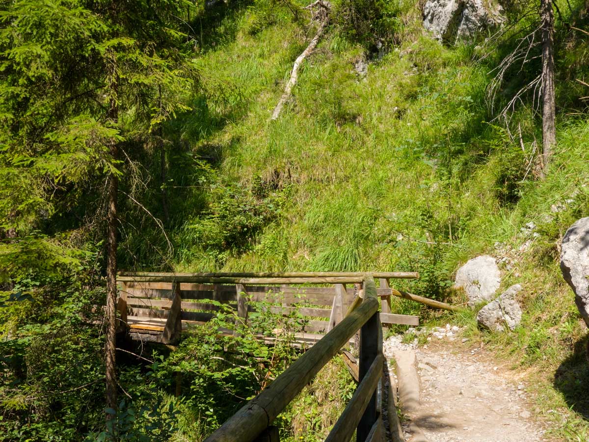 Trail before reaching the river on the Wolfsklamm Hike in Innsbruck, Austria