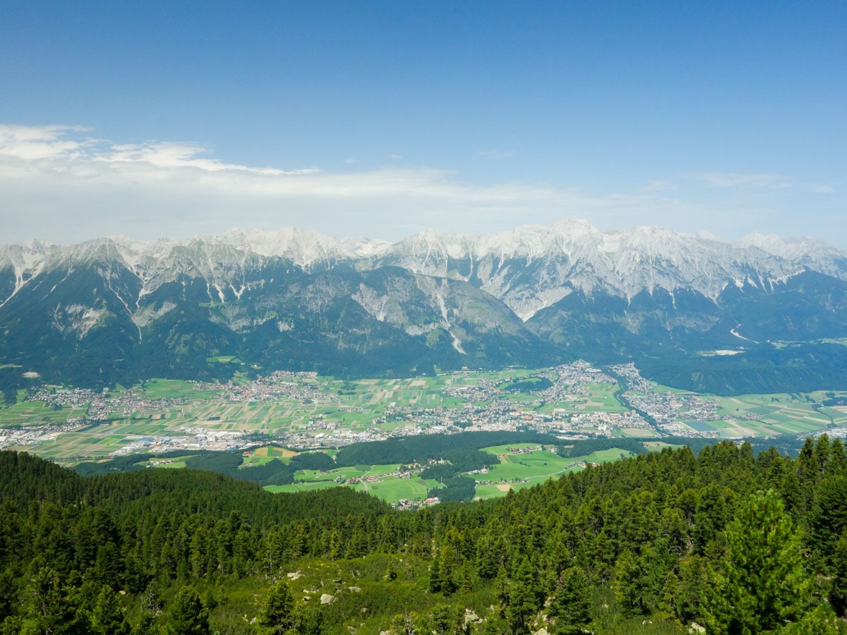 View of Inntal on the Zirbenweg Hike in Innsbruck, Austria