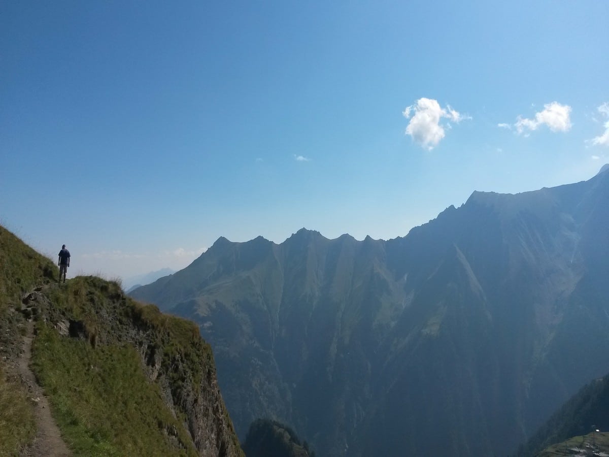 Walking on the ridge on the Alexander-Enzinger Trail Hike in Zell am See - Kaprun, Austria