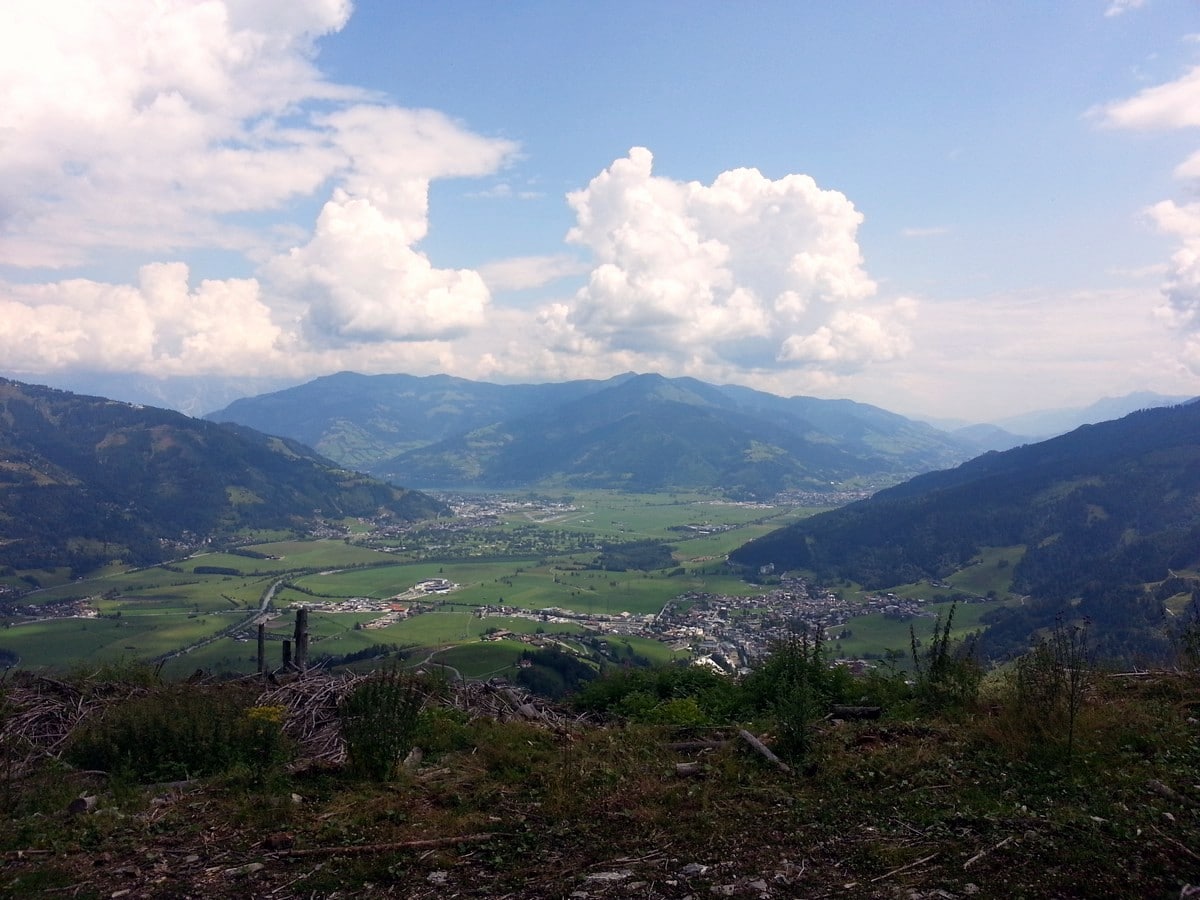 View on Zell am See on the Maiskogel Forest Route Hike in Zell am See - Kaprun, Austria