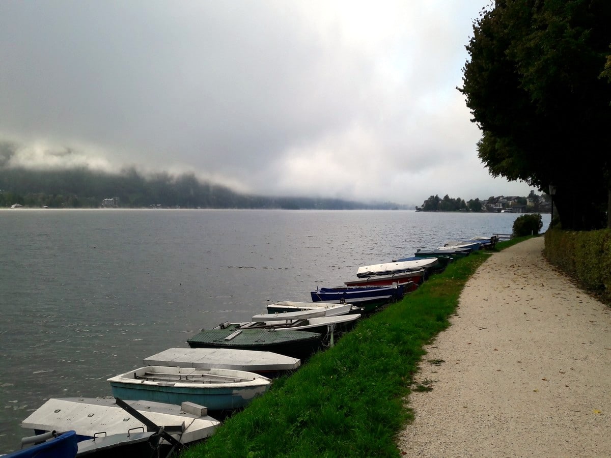 Boats at the lake on the Zeller Lake Loop Hike in Zell am See - Kaprun, Austria