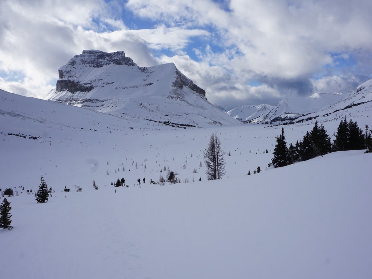 Trail to Skoki Lodge is surrounded by stunning mountain scenery