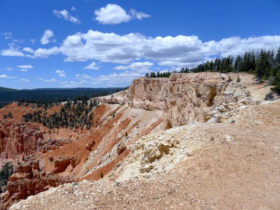 Bristlecone Loop trail in Bryce Canyon in Utah shows off the white cliffs of the canyon rim