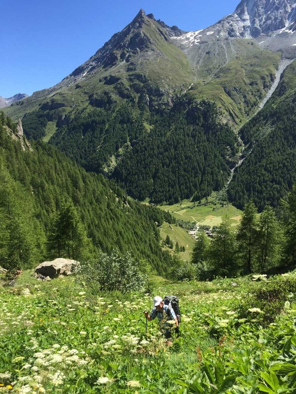 Hiking near Arolla on the Walkers Haute Route from Chamonix to Zermatt