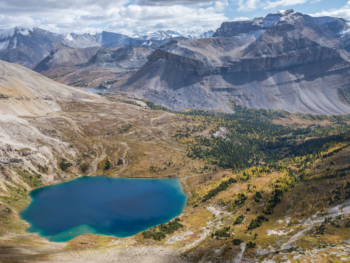 Hidden Lake view from the above on the Hidden Lake Hike from Lake Louise in Banff National Park