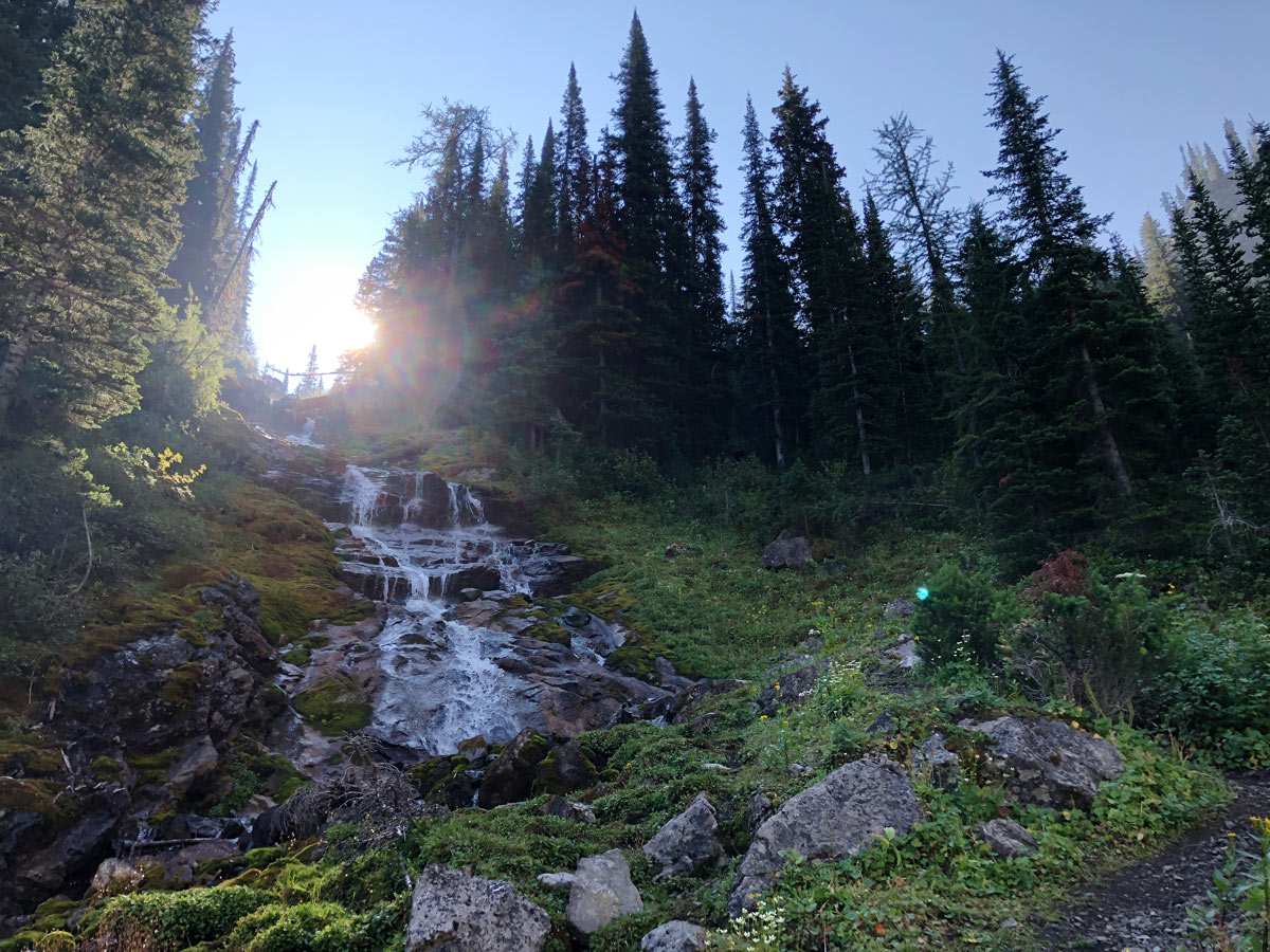 Falls on the Black Prince Lakes and Cirque Hike near Smith-Dorrien Trail in Kananaskis, near Canmore