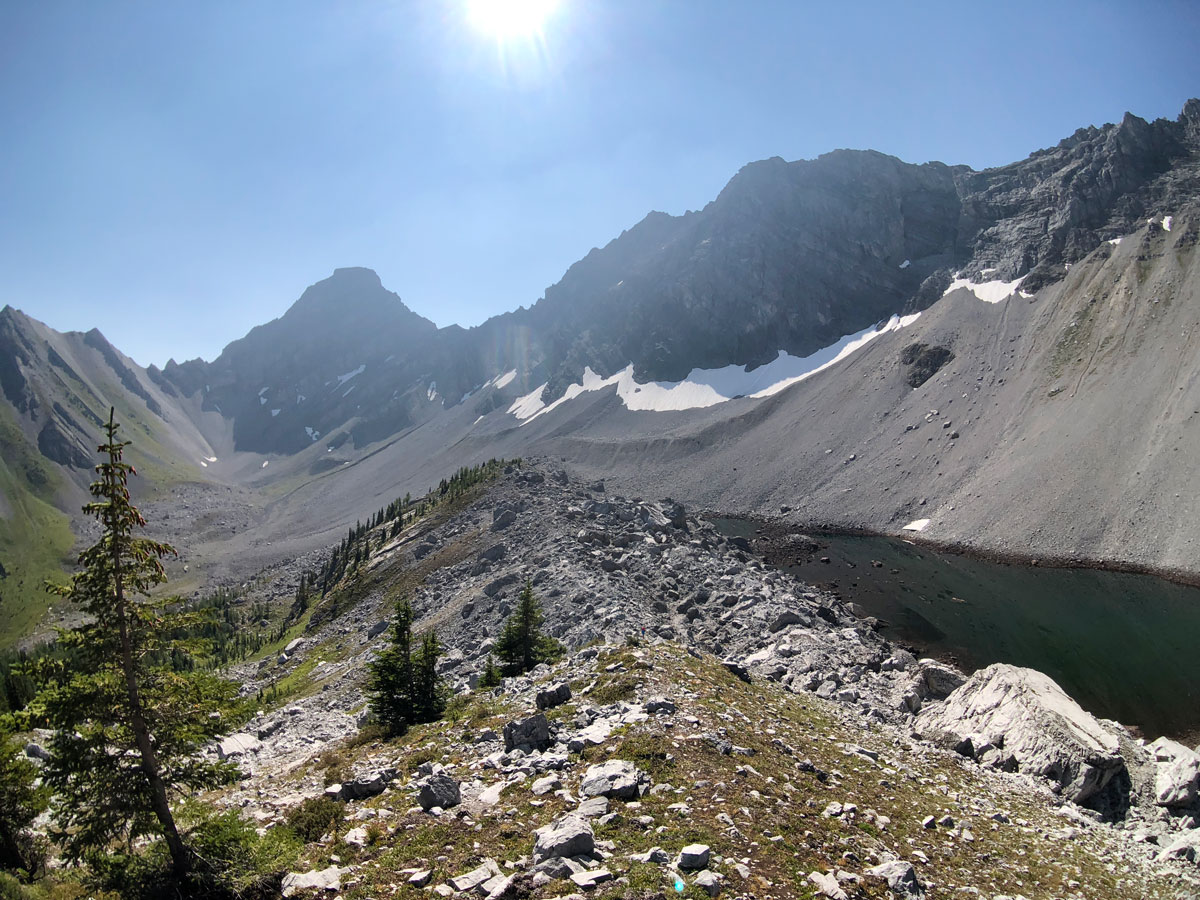 Views of the ridge on the Black Prince Lakes and Cirque Hike near Smith-Dorrien Trail in Kananaskis, near Canmore