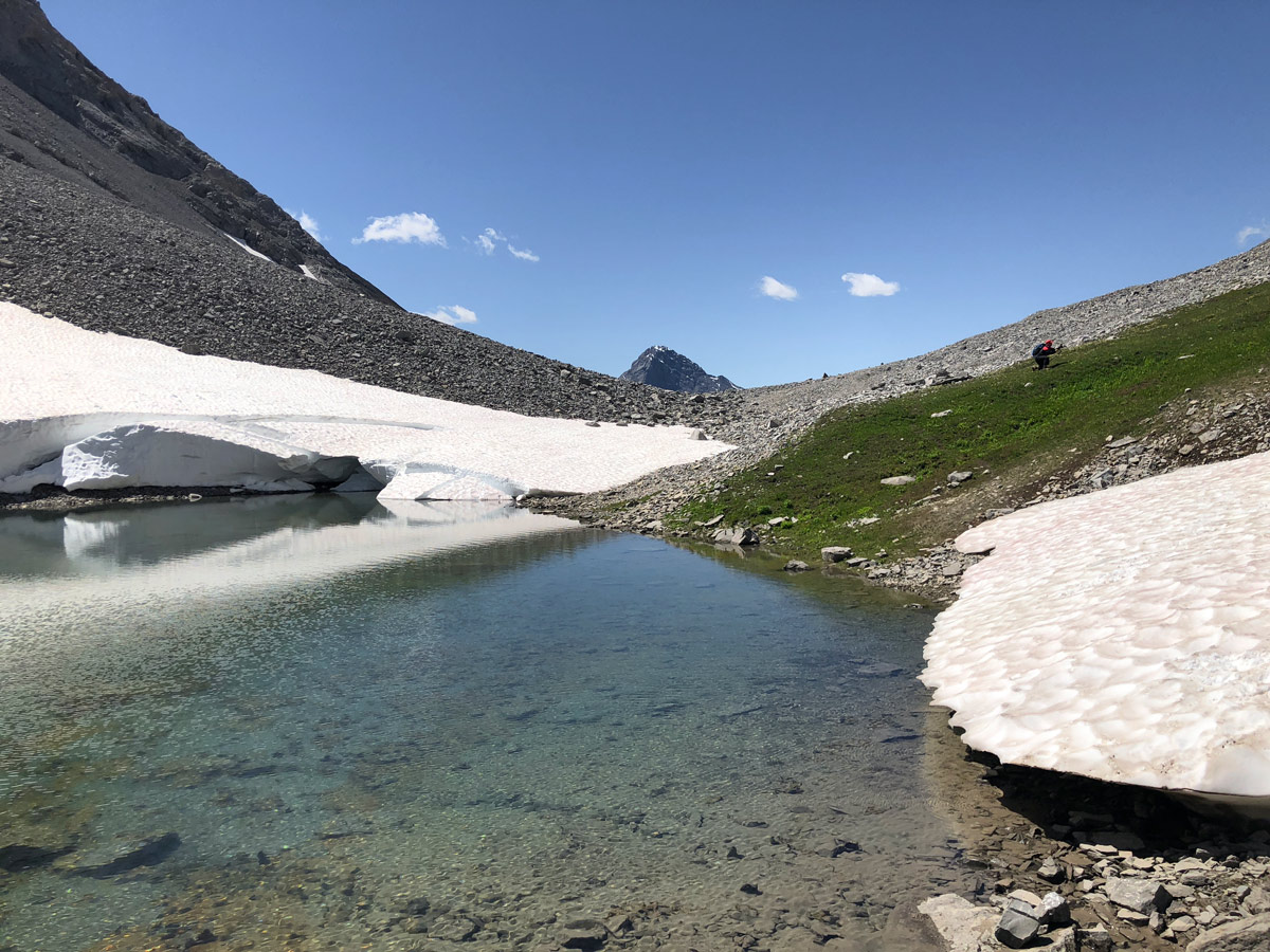 Late season snow on the Rummel Pass Hike near Smith-Dorrien Trail in Kananaskis, near Canmore