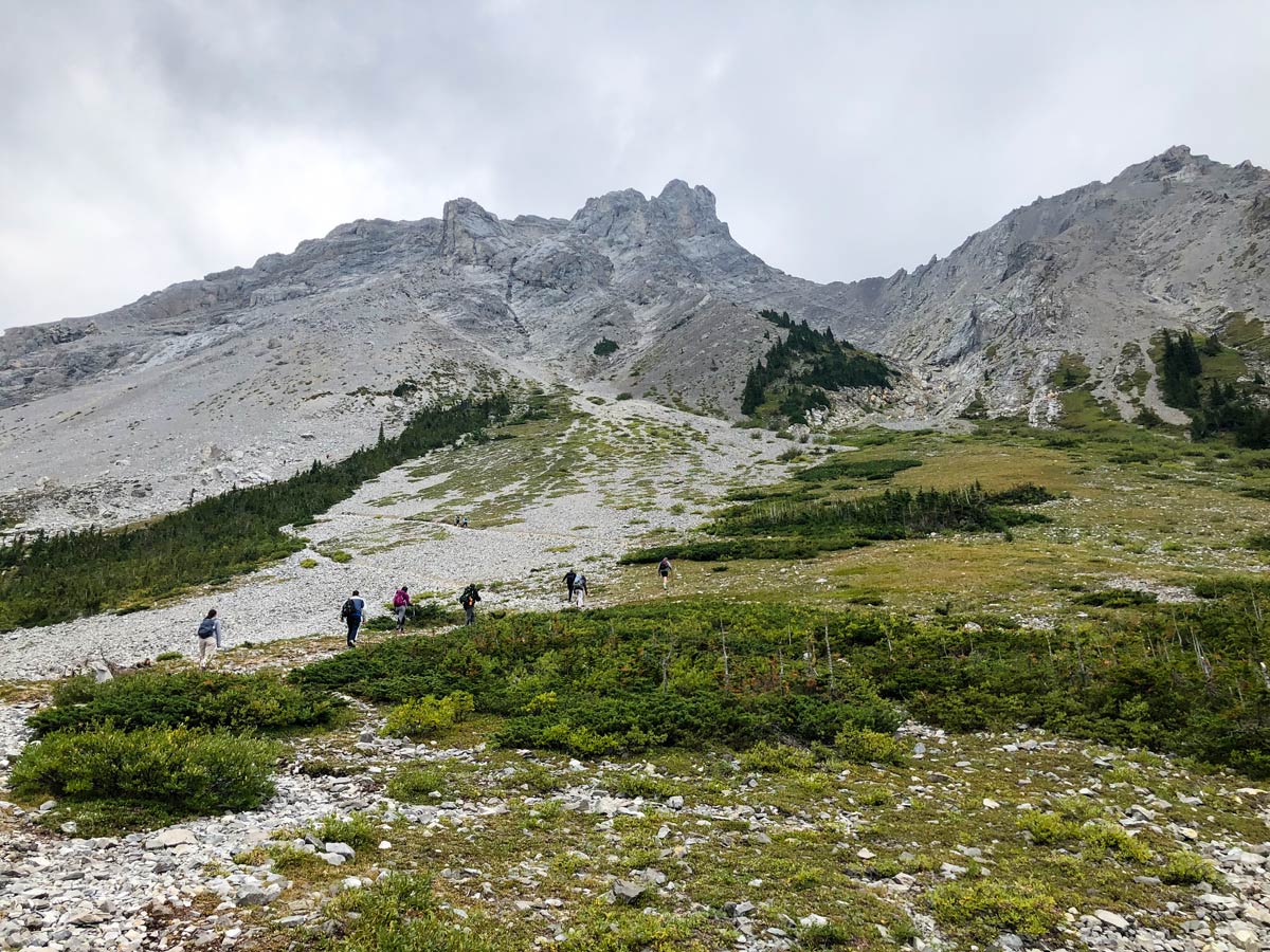 Hikes heading out to Guinn's Pass on the Lillian and Galatea Lakes Hike in Kananaskis, near Canmore