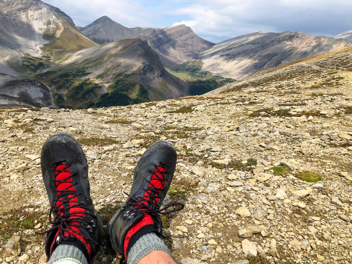 Break time on the Guinn's Pass Hike in Kananaskis, near Canmore