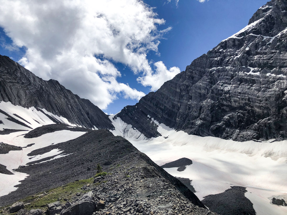 Moraine on the Old Goat Glacier Hike near Smith-Dorrien Trail in Kananaskis, near Canmore