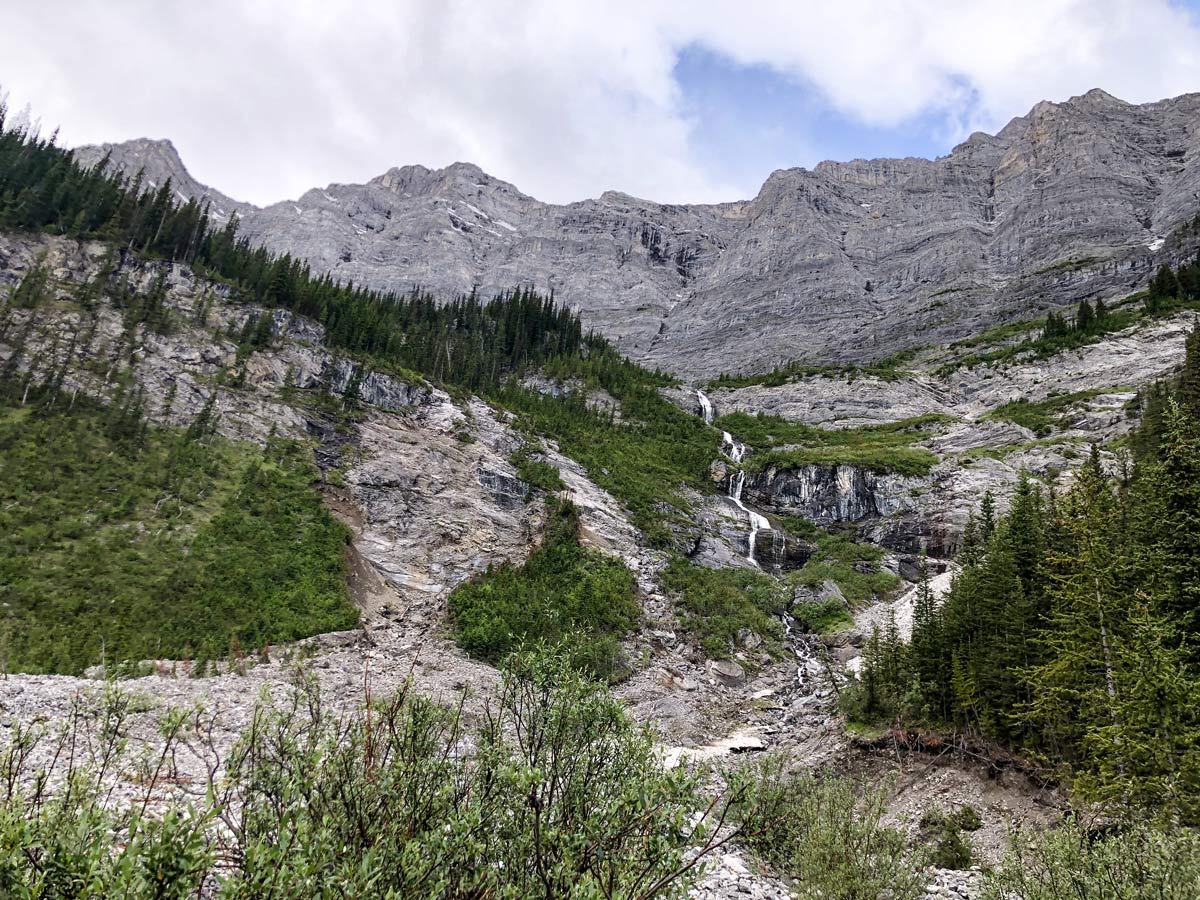 Waterfall on the Old Goat Glacier Hike near Smith-Dorrien Trail in Kananaskis, near Canmore