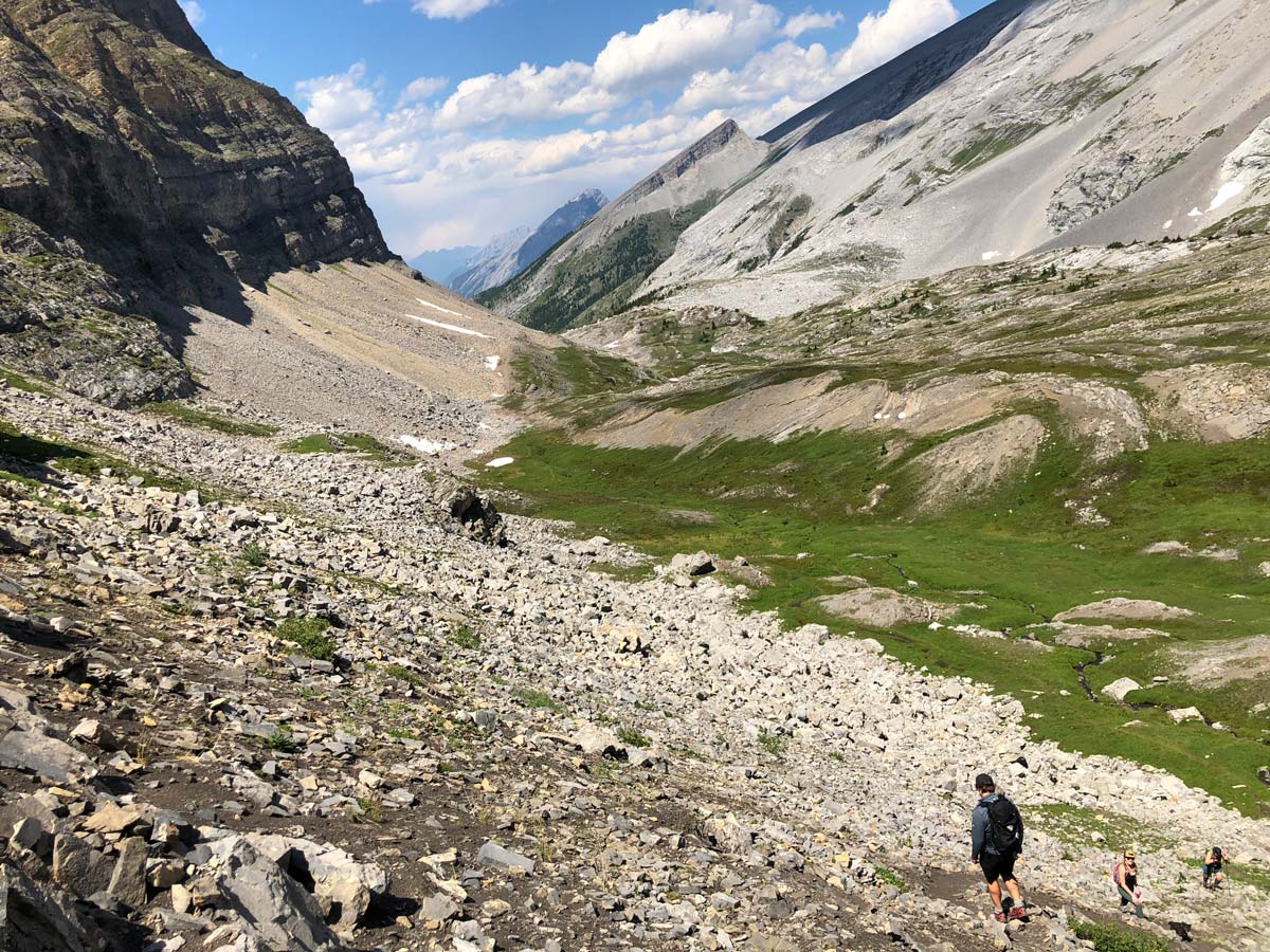 Hikers on the Sparrowhawk Tarns Hike near Smith-Dorrien Trail in Kananaskis, near Canmore